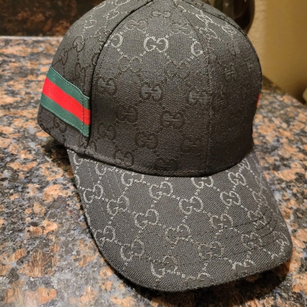 Gucci Black Monogram Baseball Cap